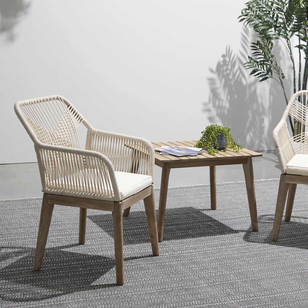 Bàn Ghế Ngoài Trời Chân Gỗ – BG21 - ảnh 2