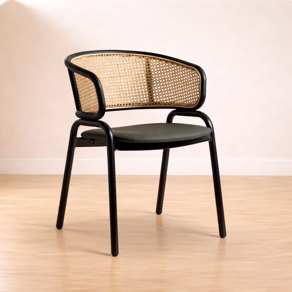 Ghế Cafe Khung Gỗ Tựa Mây GG28