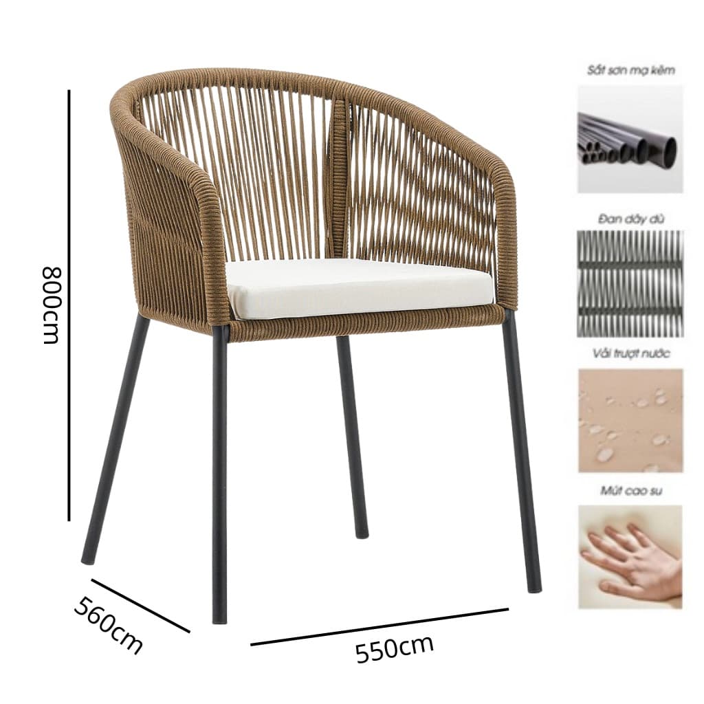 Ghế Cafe Khung Sắt Đan Dây – NT22 - ảnh 6