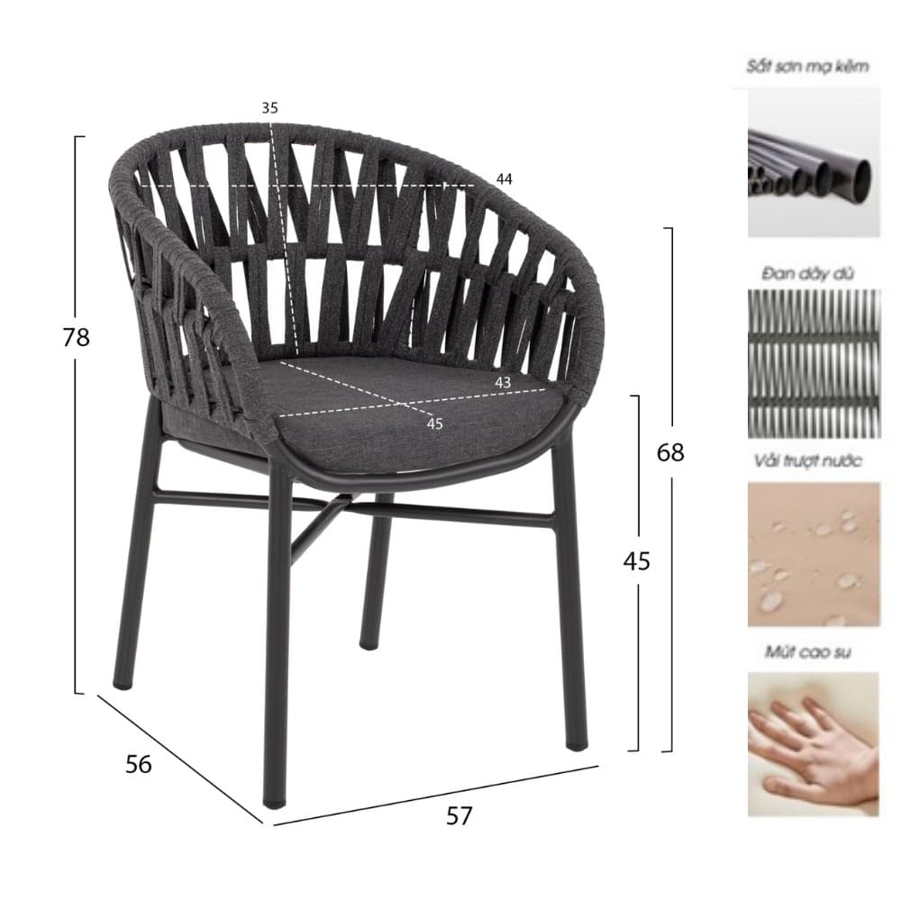 Ghế Cafe Khung Sắt Ngoài Trời – NT07 - ảnh 9