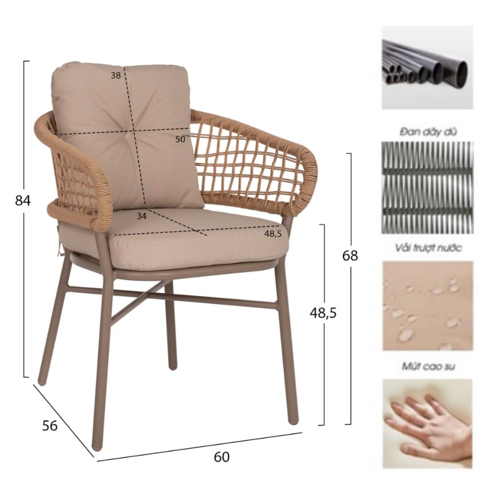 Ghế Cafe Ngoài Trời Đan Dây – NT04 - ảnh 5