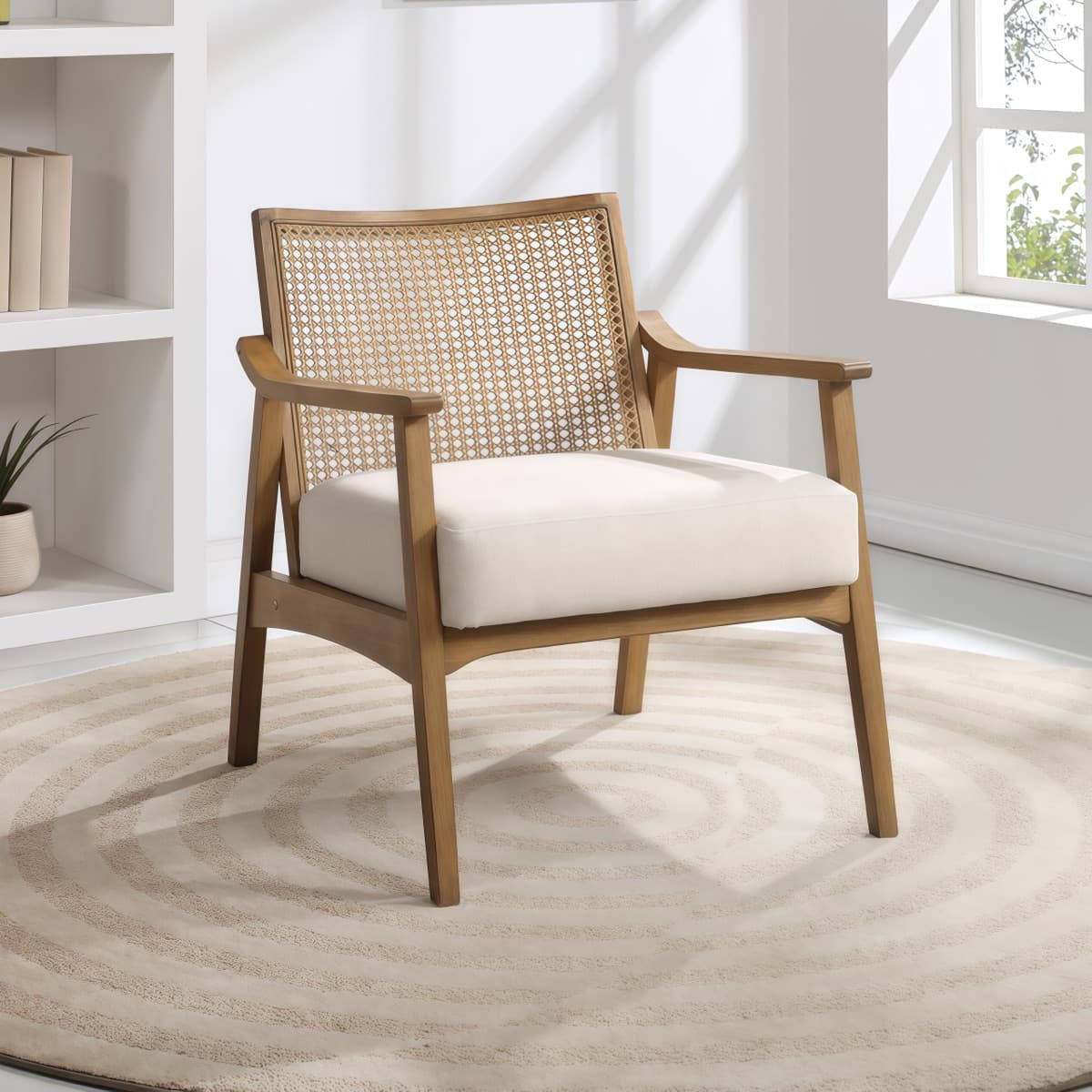 Ghế Đan Mây Khung Gỗ Có Tay GG06