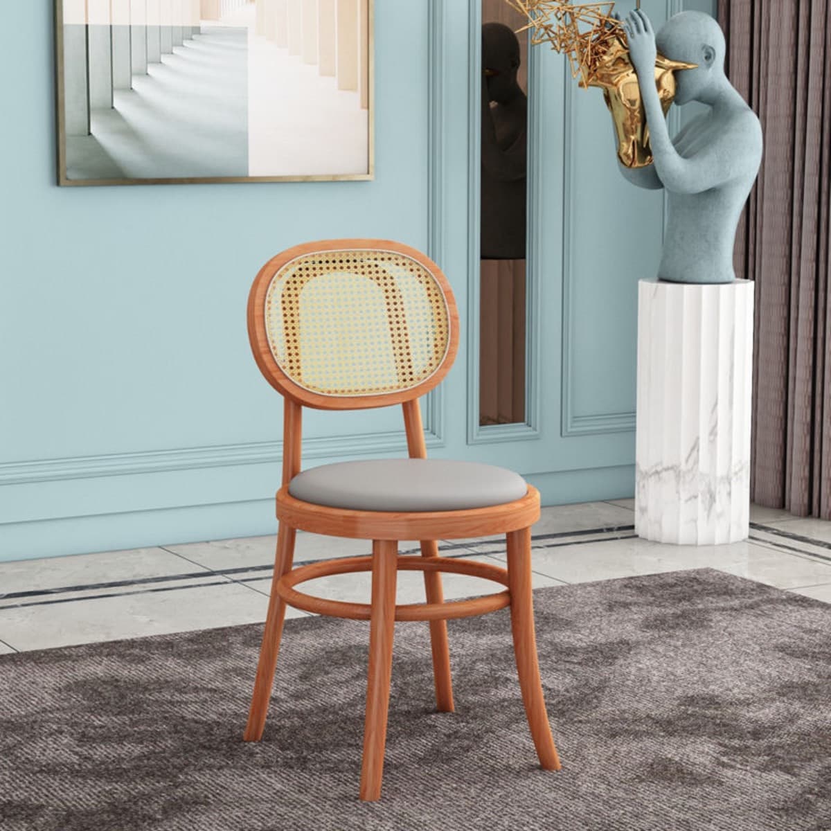 Ghế Gỗ Đan Mây Mặt Nệm Tròn – GAG14 - ảnh 2
