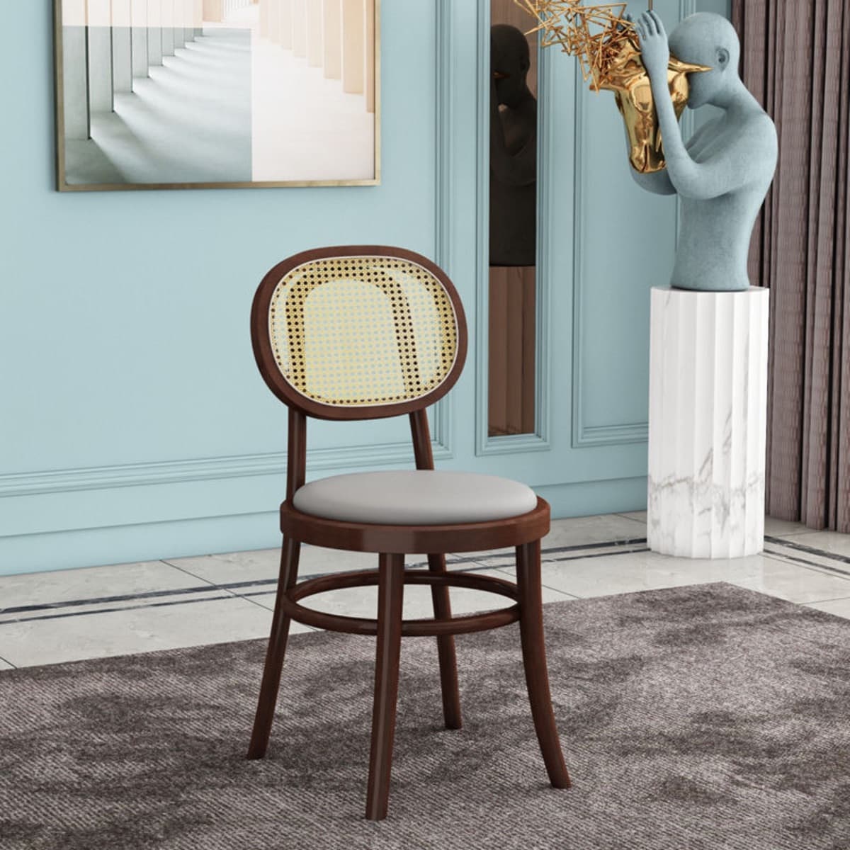 Ghế Gỗ Đan Mây Mặt Nệm Tròn – GAG14 - ảnh 3