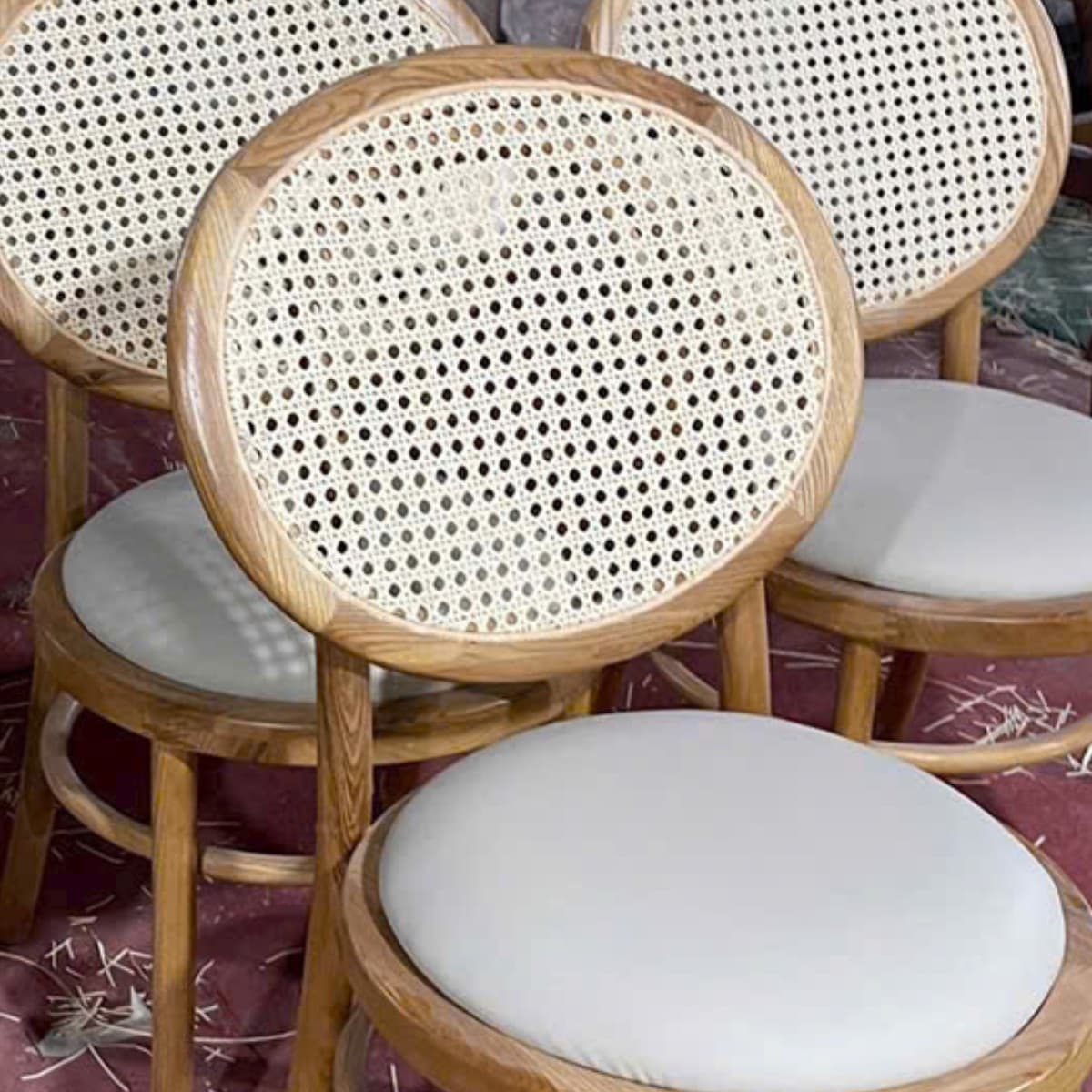 Ghế Gỗ Đan Mây Mặt Nệm Tròn – GAG14 - ảnh 5