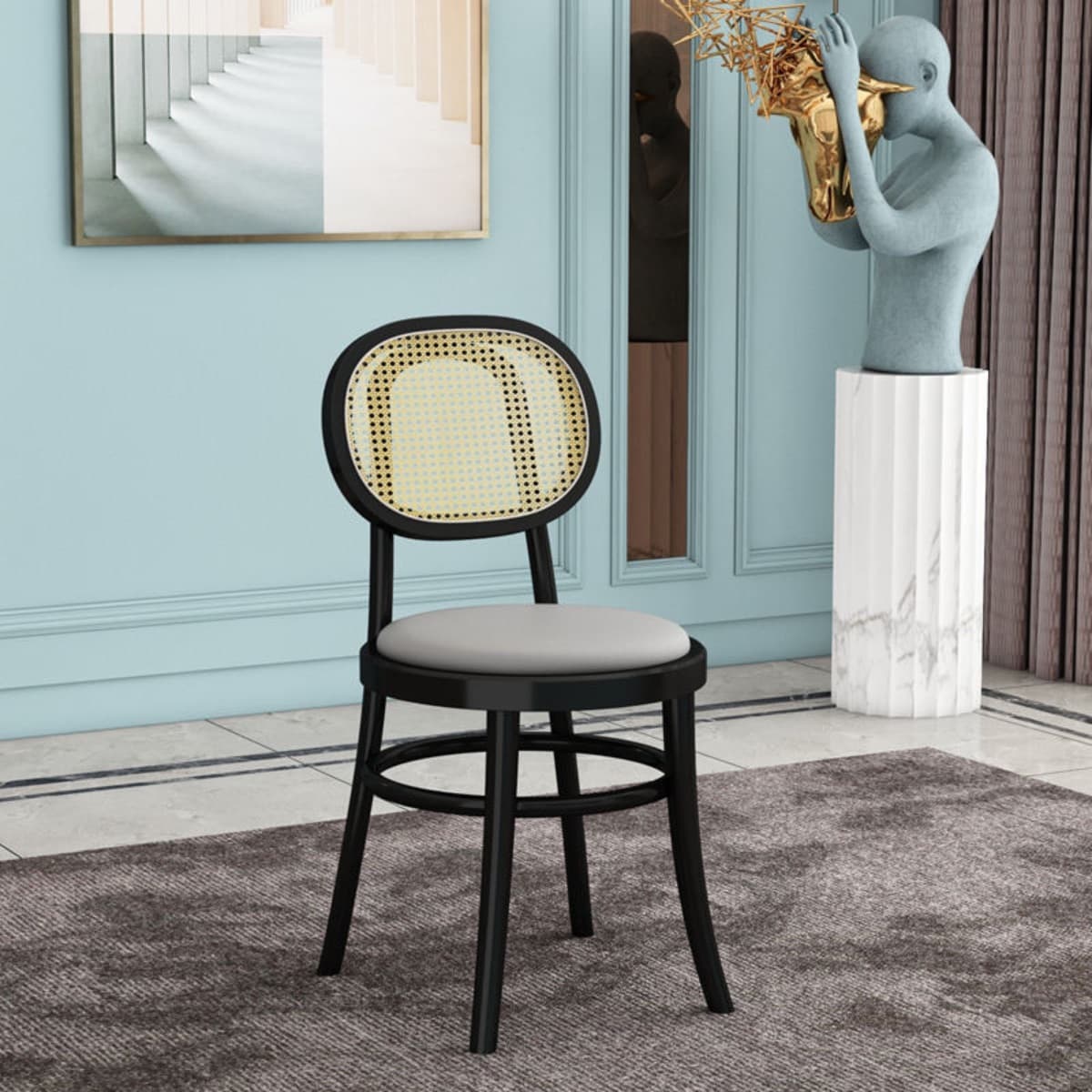 Ghế Gỗ Đan Mây Mặt Nệm Tròn – GAG14