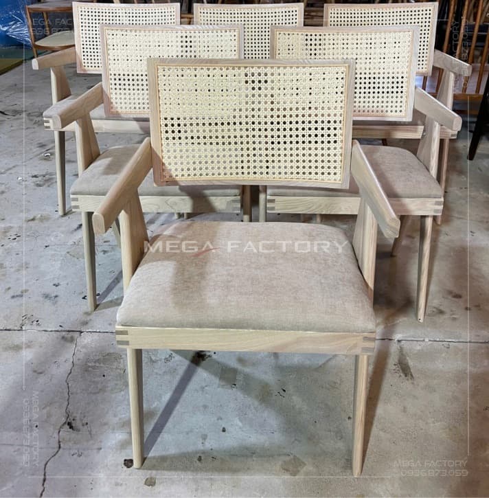 Ghế Gỗ Đan Mây Tay Vịn Bọc Nệm - GAG12 - ảnh 2