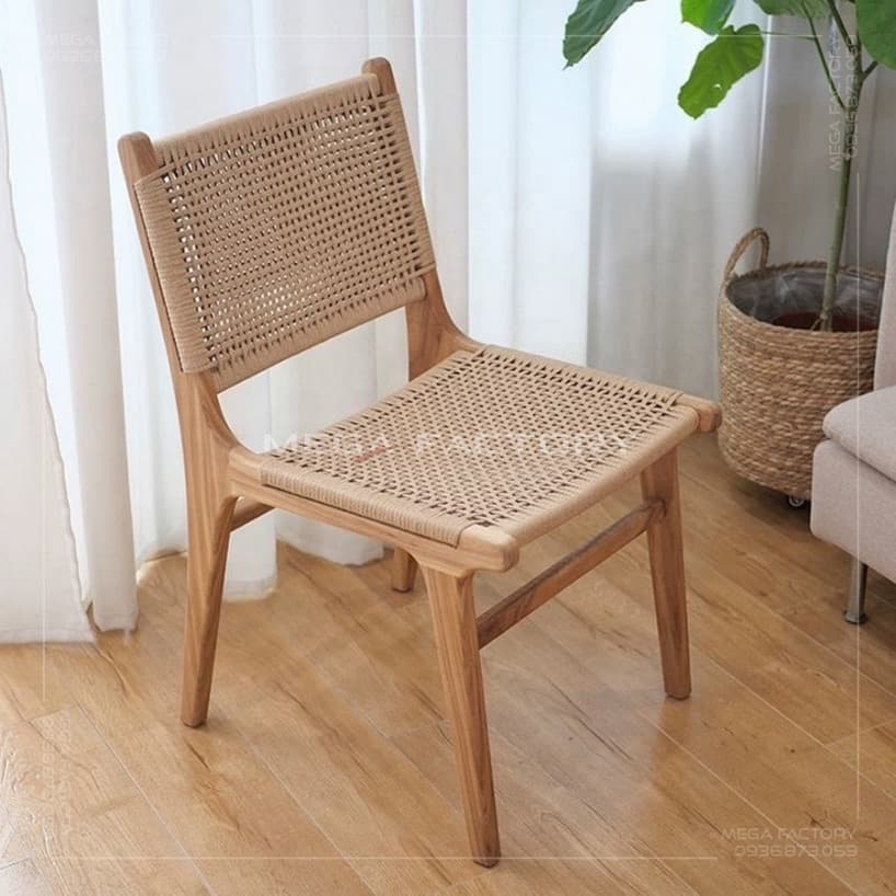 Ghế Gỗ Tựa Lưng Đan Dây - GAG13