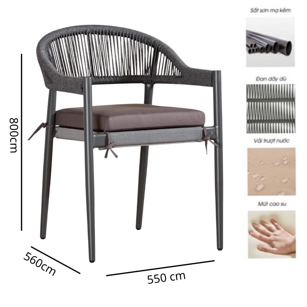 Ghế Khung Sắt Ngoài Trời Đan Dây – NT05 - ảnh 5