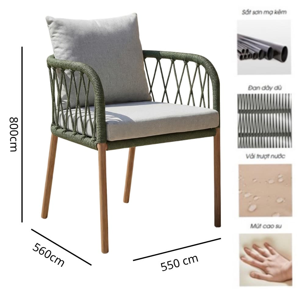 Ghế Ngoài Trời Cao Cấp Khung Sắt – NT12 - ảnh 5