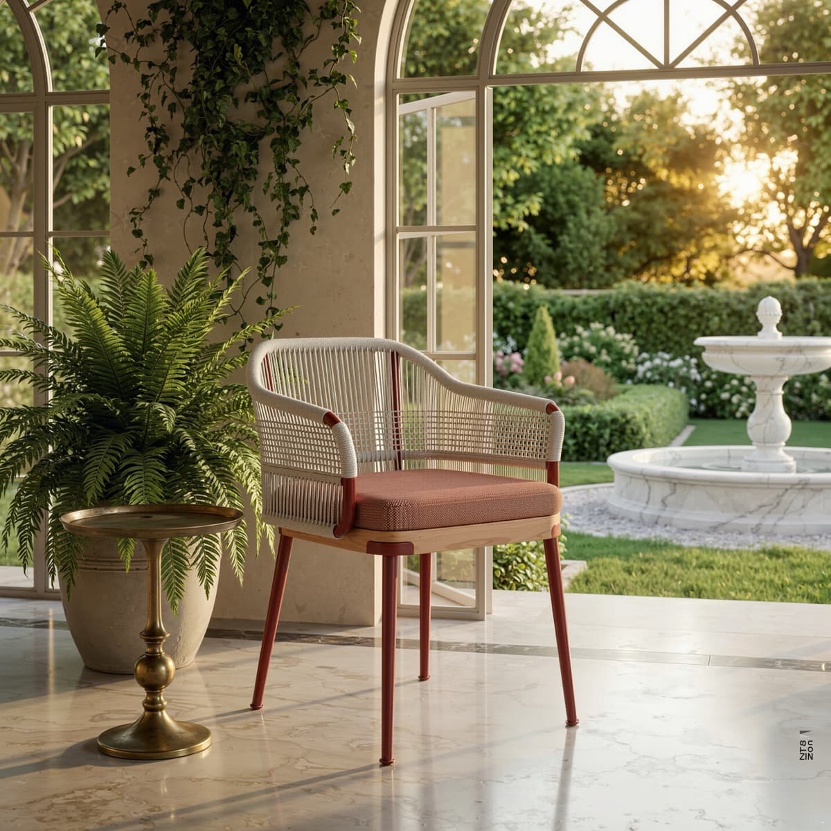 Ghế Ngoài Trời Chân Sắt Đan Dây – NT14 - ảnh 2