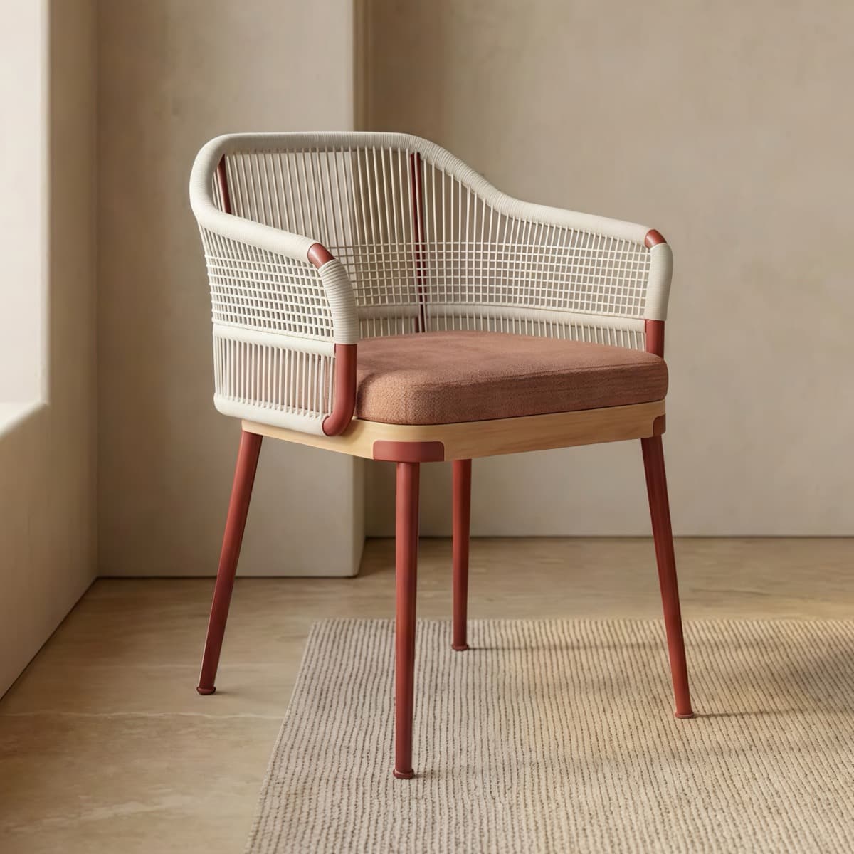 Ghế Ngoài Trời Chân Sắt Đan Dây – NT14