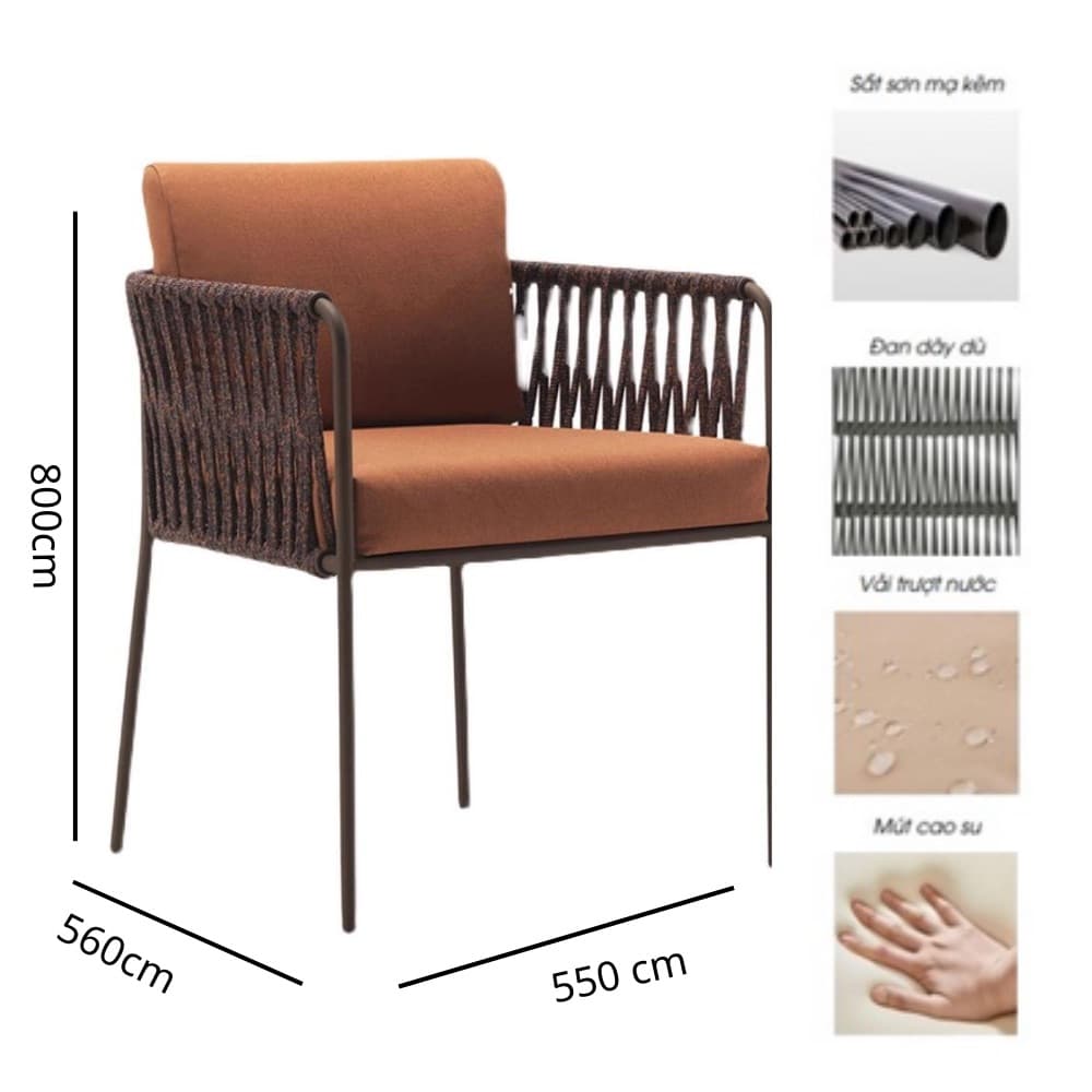Ghế Ngoài Trời Đan Dây Bền Đẹp – NT13 - ảnh 8