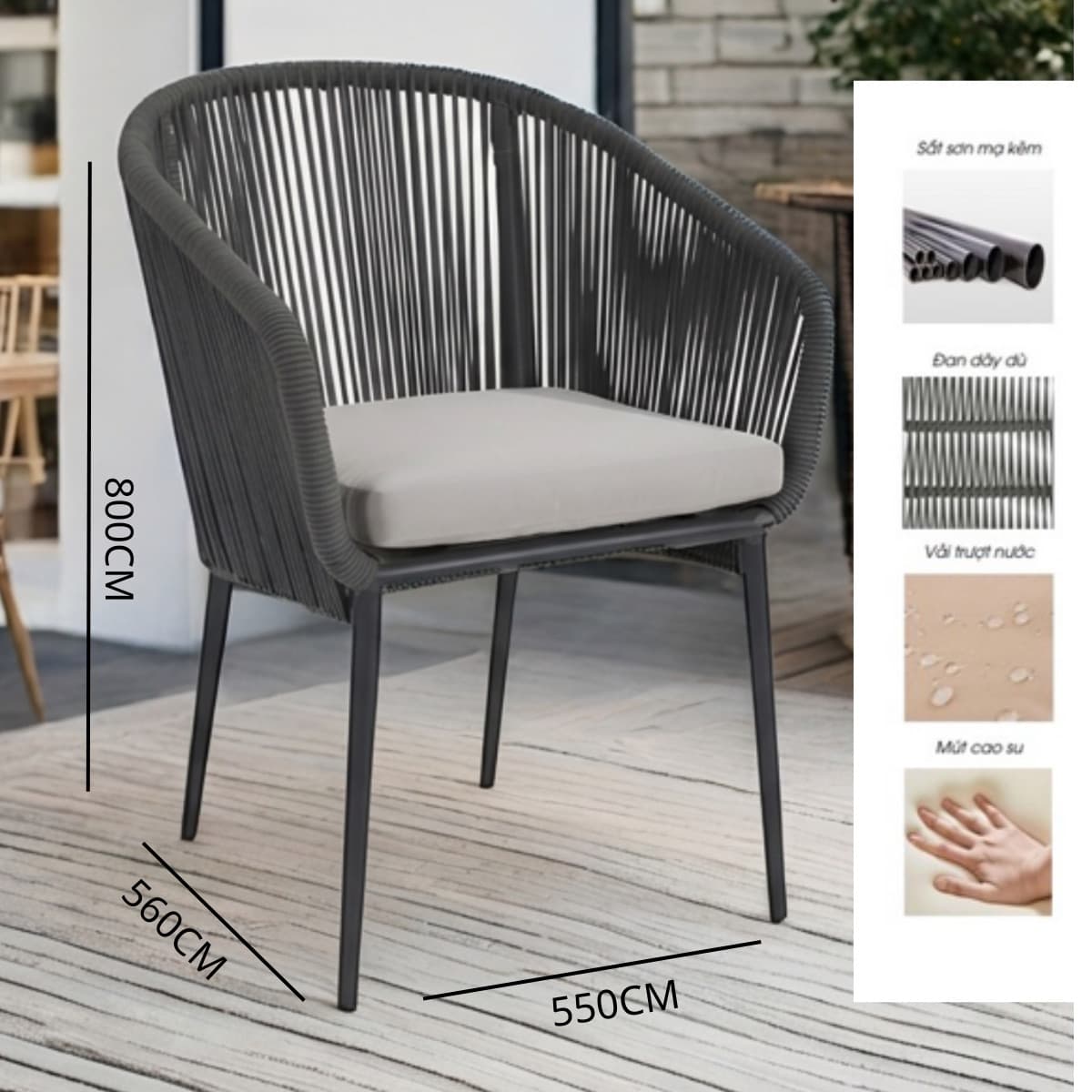 Ghế Ngoài Trời Đan Dây Mặt Nệm – NT03 - ảnh 7