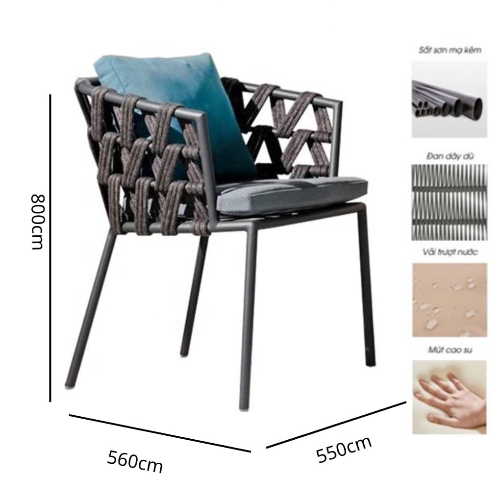 Ghế Ngoài Trời Đan Dây Giá Tốt – NT21 - ảnh 6