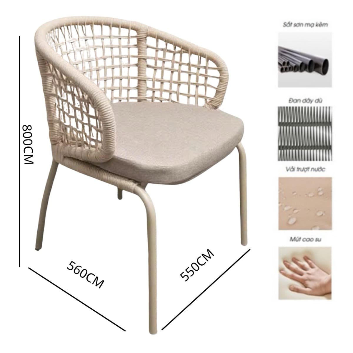 Ghế Ngoài Trời Tựa Lưng Đan Dây – NT15 - ảnh 10