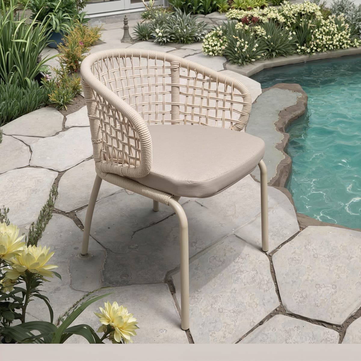 Ghế Ngoài Trời Tựa Lưng Đan Dây – NT15