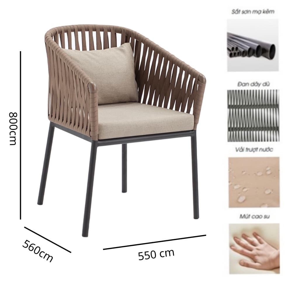 Ghế Sắt Đan Dây Ngoài Trời – NT09 - ảnh 6