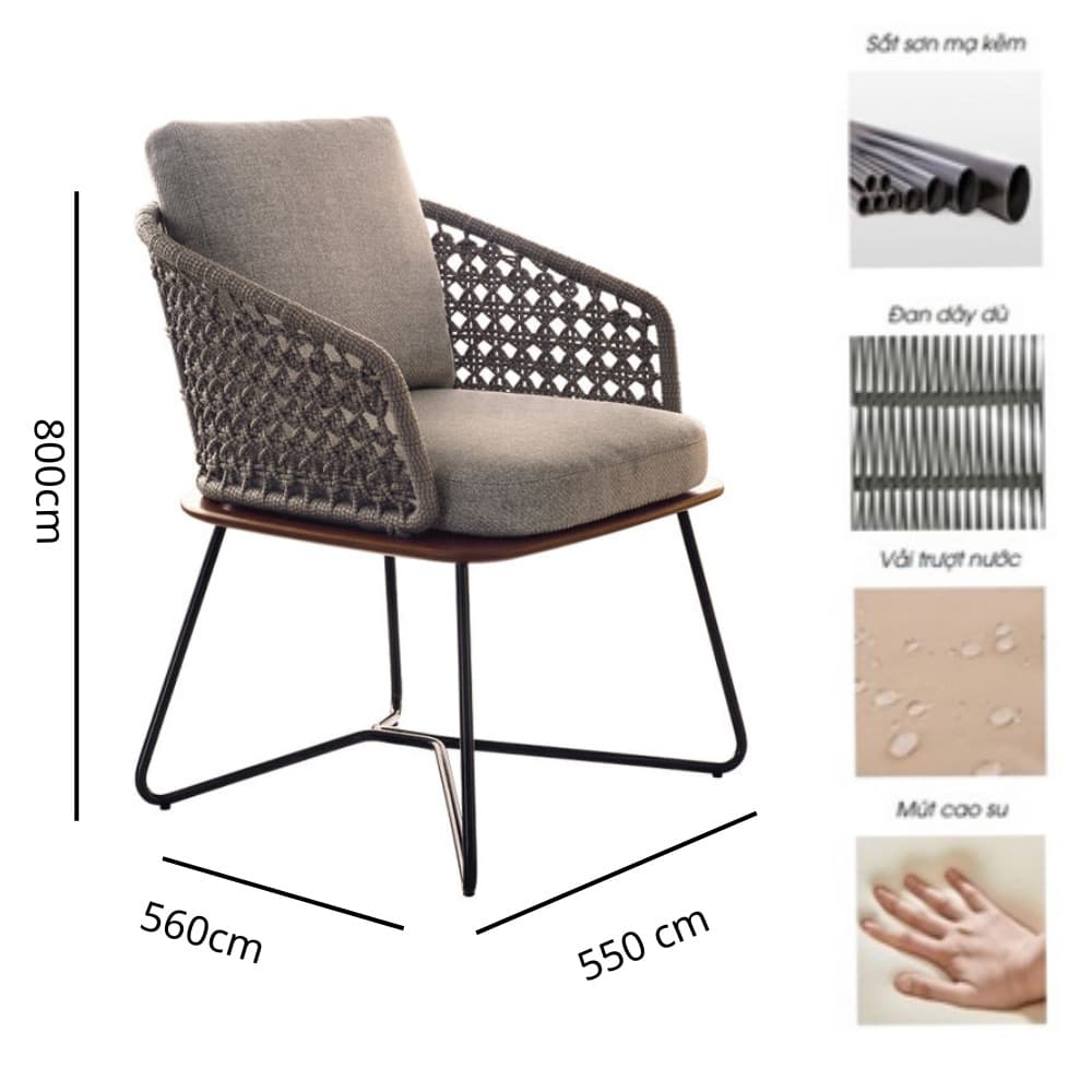 Ghế Sắt Ngoài Trời Đan Dây – NT10 - ảnh 4