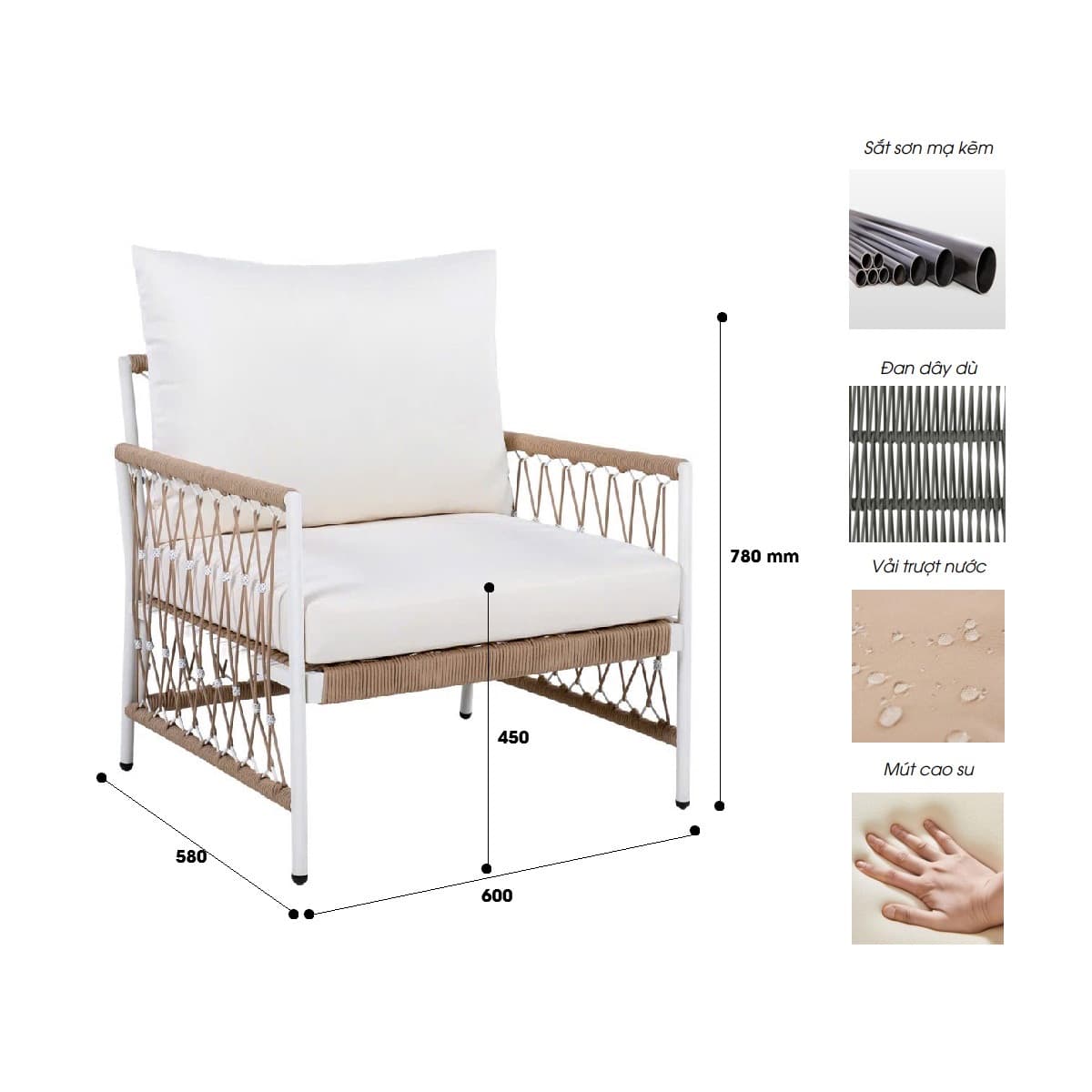 Ghế Sofa Đan Dây Sắt Giá Tốt SF22 - ảnh 5