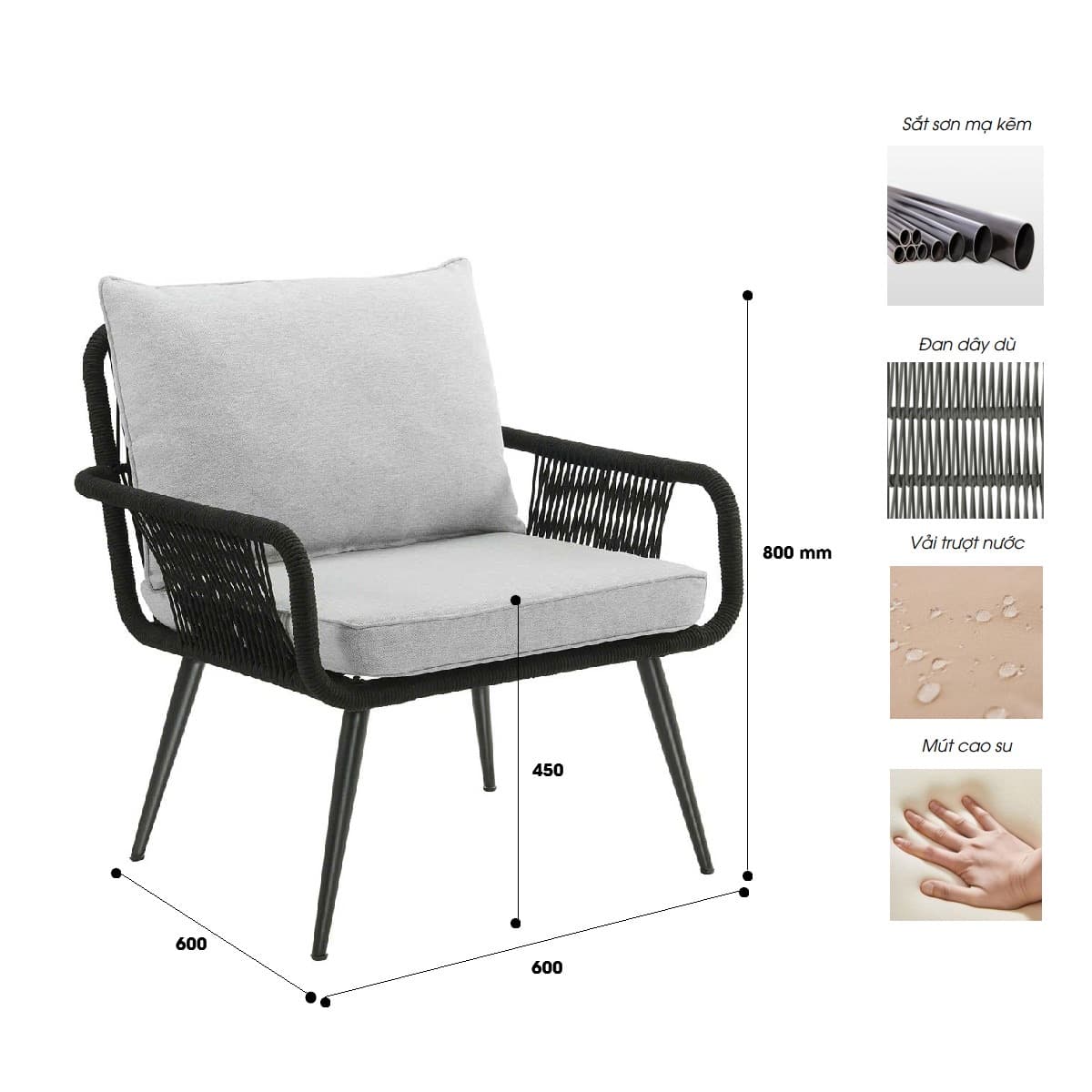 Ghế Sofa Ngoài Trời Đan Dây SF09 - ảnh 8