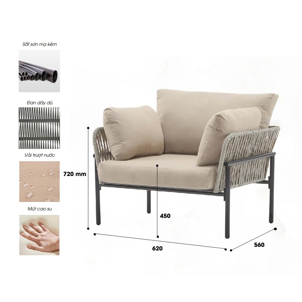 Ghế Sofa Ngoài Trời Sân Vườn Đẹp SF25 - ảnh 7