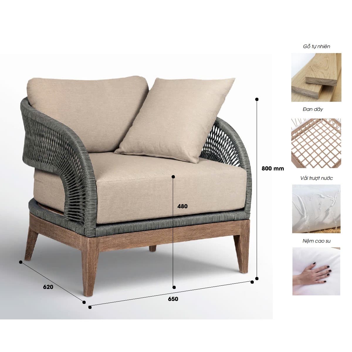 Sofa Ngoài Trời Đan Dây Giá Tốt – SF07 - ảnh 3